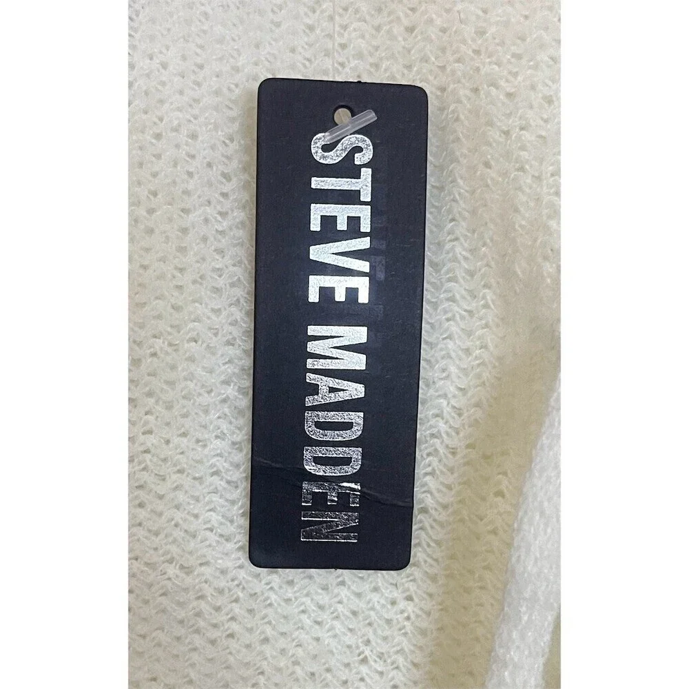 Steve Madden Shawl Wrap Scarf OS Ivory Rectangle Fringe Long Comfy Cozy Winter